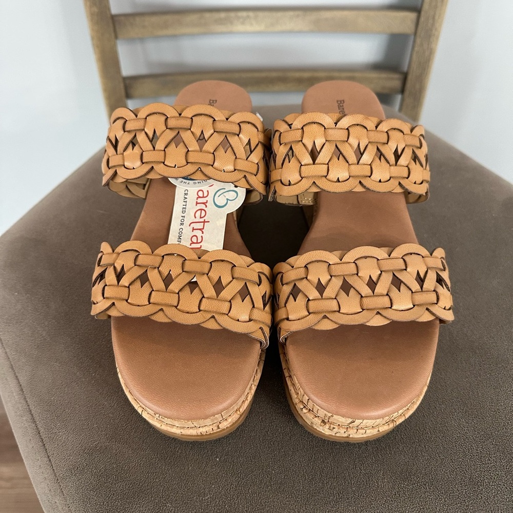 Bare Traps Tan Woven Wedge Sandals -8.5